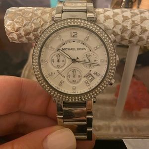 Micheal Kors silver rhinestone women’s watch